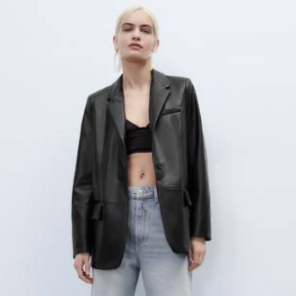 Zara vegan leather blazer